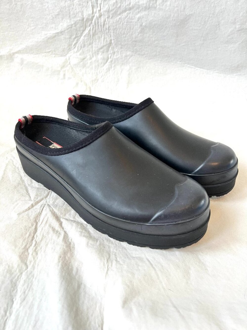 Hunter Black Slip-On Platform Waterproof Clogs